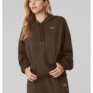 Alo Accolade hooded sweatshirt Small espresso